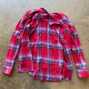 Pink Plaid Button-Up Shirt